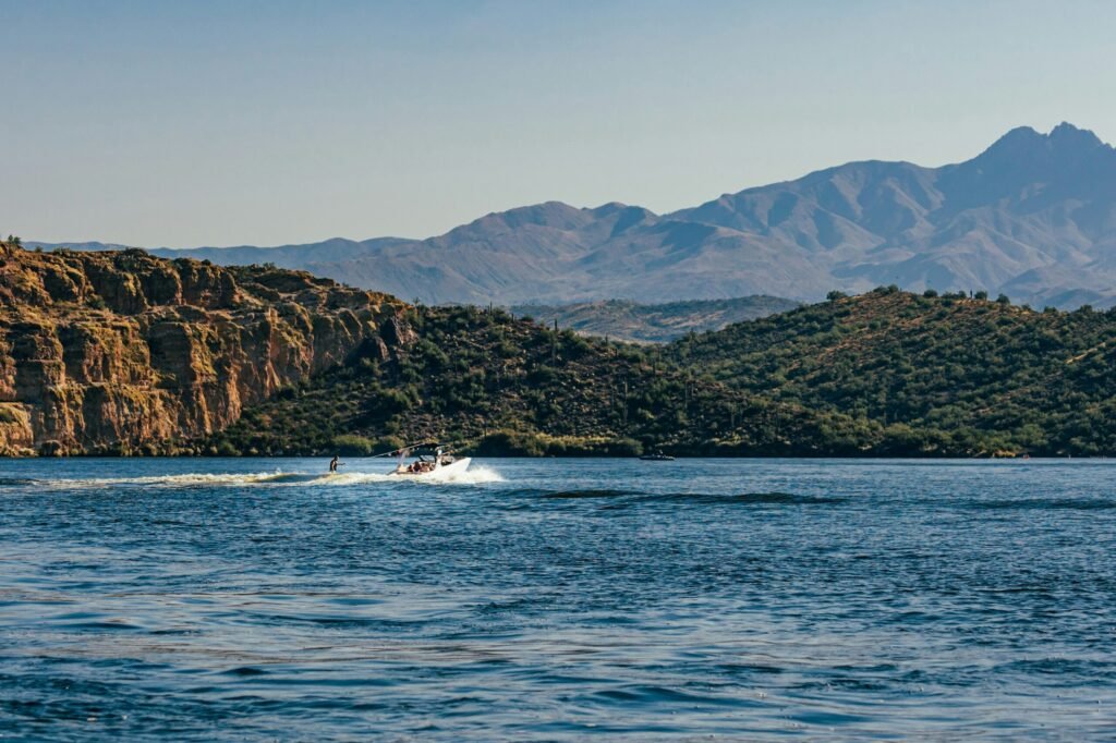 Water-Skiing-on-Saguaro Lake-Arizona Water skiing on Saguaro Lake, Arizona